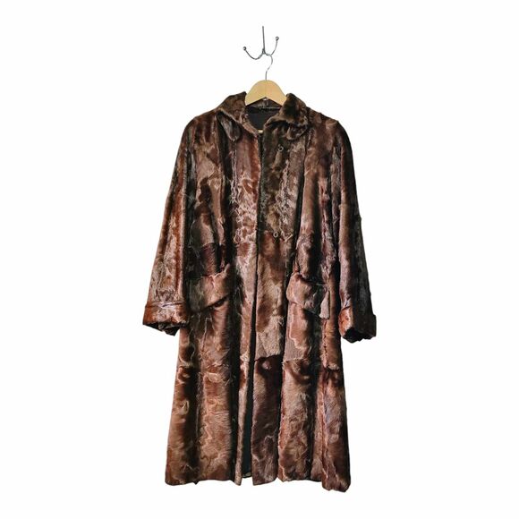 Vintage Fur Brown Pony Horse Hair Leather Full Length Womens Coat